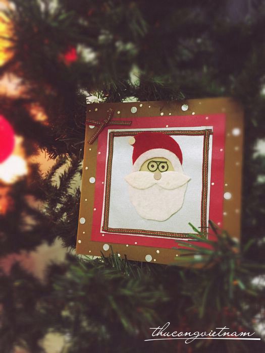Thiệp giáng sinh ông già Noel vải nỉ mẫu 2